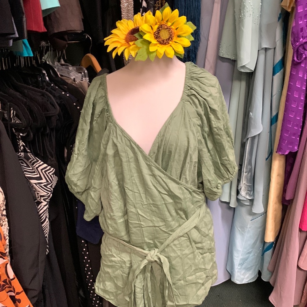 Old Navy Olive Green Wrap Around Tunic Top